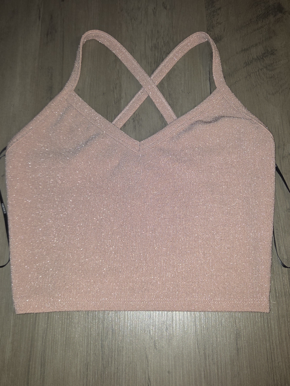 Forever 21 Sparkle Pink Crossback Crop Cami